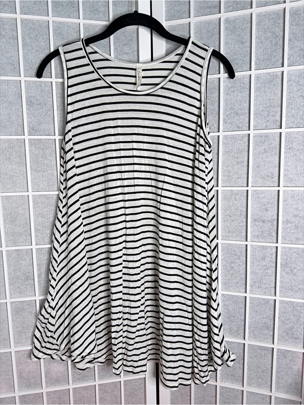 Striped Swing Tank Top tunic— Black & White